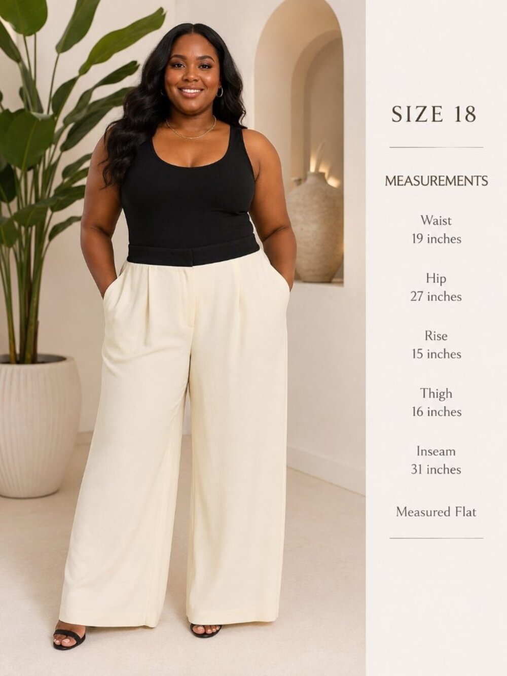 Gibson Latimer Women's Wide Leg Dress Caréer Pants Size 18 Cream Black NWT